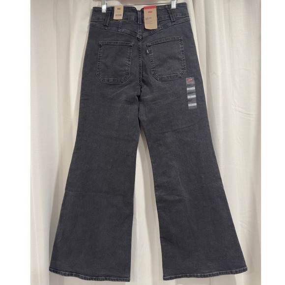 Levis Ribcage Bell Super High Rise Flare Jeans Washed Black 31x32 NEW - Picture 4 of 12